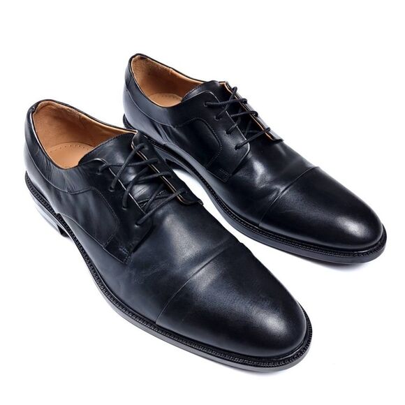 NEW Cole Haan Warren Classy Black Calfskin Leather Cap Toe Oxford Dress Shoes
